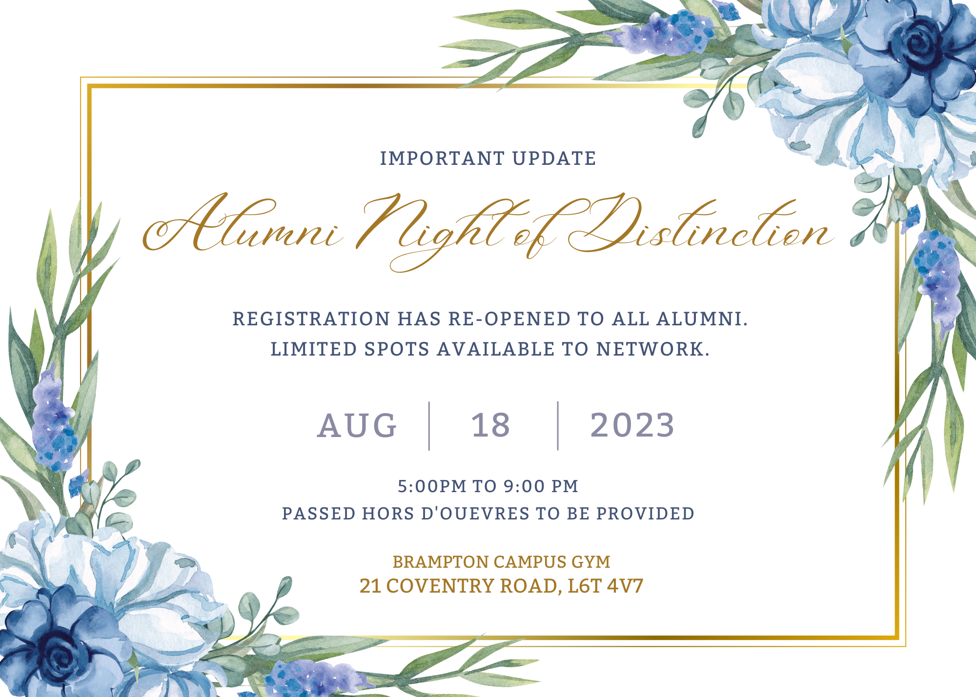 Alumni Night of Distinction -Update