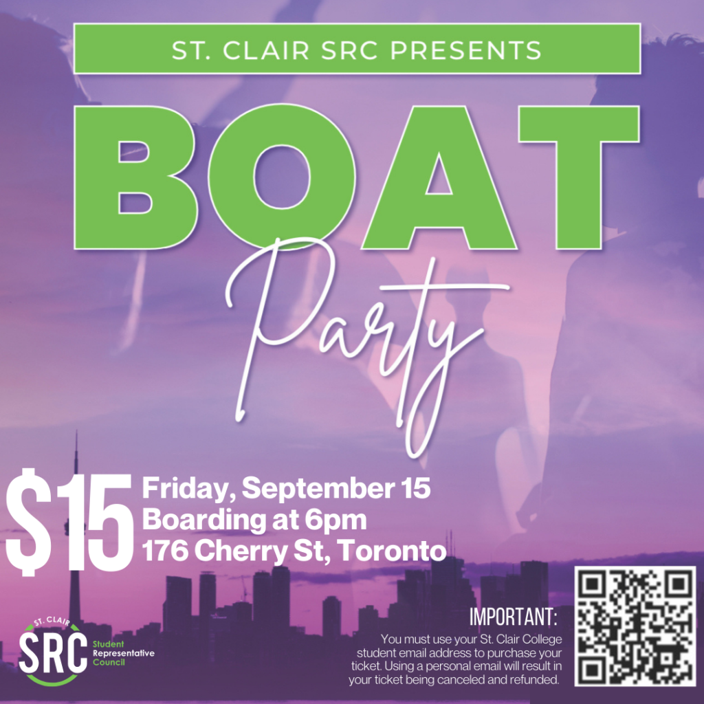 IMPORTANT You must use your St. Clair College student email address to purchase your ticket. Using a personal email will result in your ticket being canceled and refunded. (1)